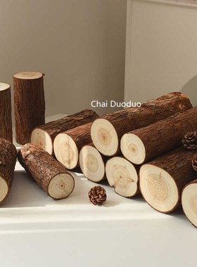壁炉装饰木头原木小木桩木材木柴围栏实木树桩摆件圆木桩拍照道具
