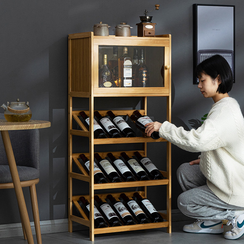 红酒架子置物架家用小酒柜酒格子吧台展示架放酒装饰简易实木靠墙
