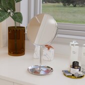 玉晶圆形高清台式 化妆镜女生美容镜子梳妆镜双面镜公主镜放大桌面