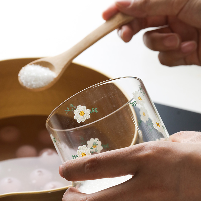 蓝莲花调味罐玻璃清洗小雏菊高硼硅家用厨房调料瓶三件套带盖瓶罐