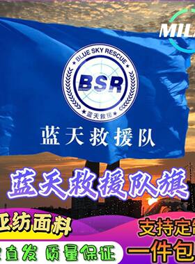 蓝天救援队旗 红十字会会旗BSR志愿者旗帜 订制彩旗救援队队旗