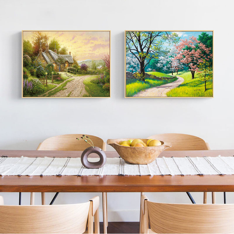 田园风格装饰画卧室床头现代简约宾馆酒店挂画风景民宿走廊墙壁画图片