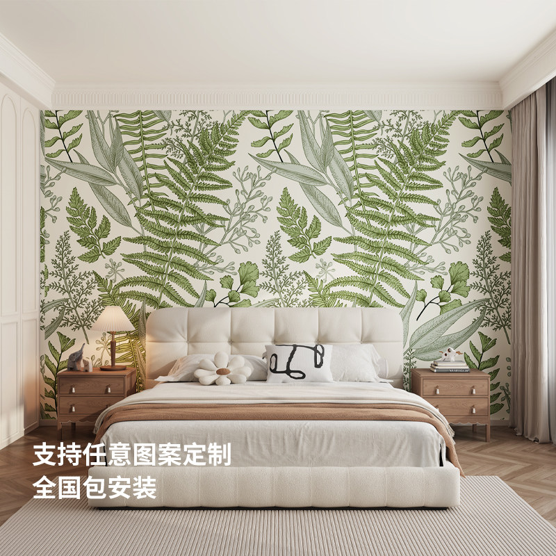 环保无缝墙布现代卧室客厅沙发电视背景墙法式定制壁画
