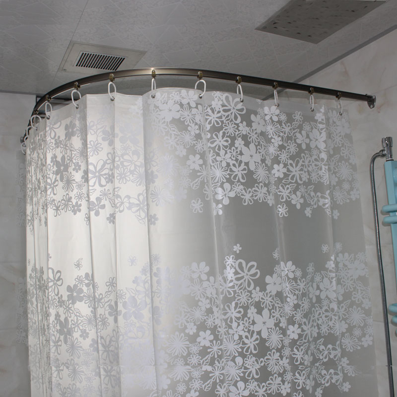 滑动式浴帘房定制形状加工L形浴帘杆弧形轨道U形免打孔浴室杆