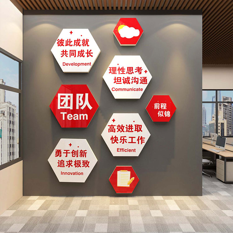 办公室墙面装饰画企业文化公司进门会议励志标语背景氛围布置形象