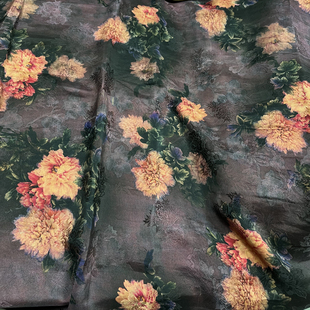 真丝罗布料重磅丝绸%桑蚕丝香云纱龟纹大块布头零料仓处理