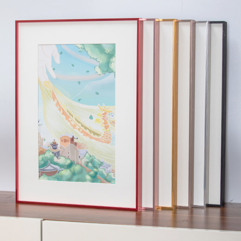 窄边海报框挂墙画框装裱铝合金a4装饰相框定制电梯广告框展示框图片