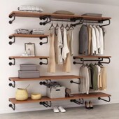 放 衣橱衣帽架子式 衣帽间全挂式 挂墙金属衣架框架步入式