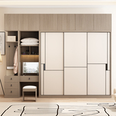 拉门实木卧室小户型现代移门组装 大衣整体子