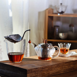 纯手工锡制茶漏器茶过滤网镶银坠银杏树叶架茶漏茶滤创意家用可爱