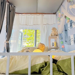 寝室上铺窗帘公主风 u型滑轨道大学生宿舍遮光床帘蚊帐一体式