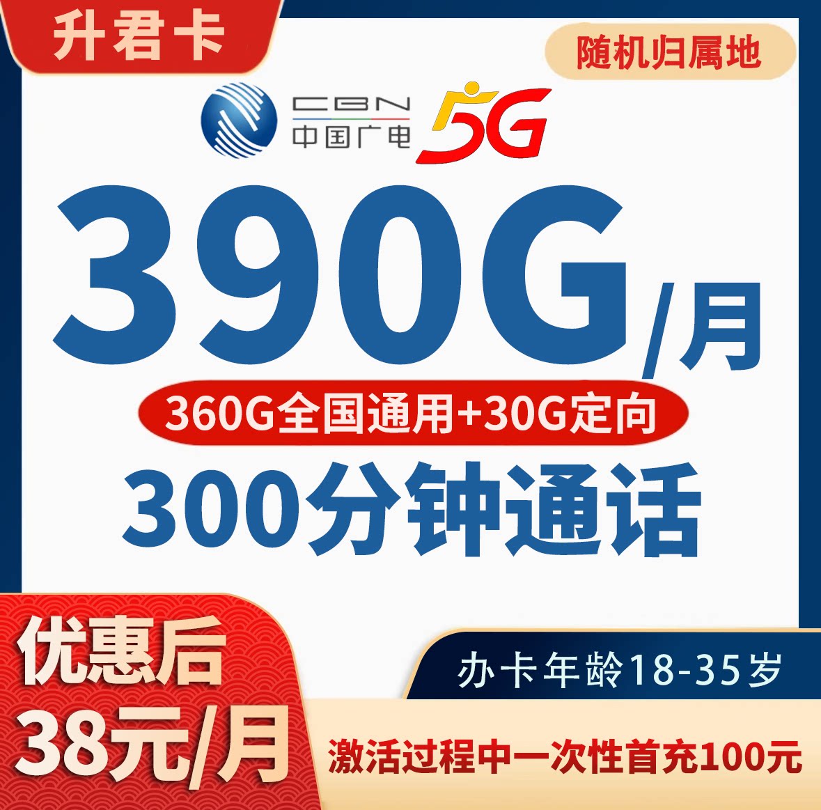 中国广电流量卡上网卡纯流量4g5g全国通用192g大流量首月免费电话