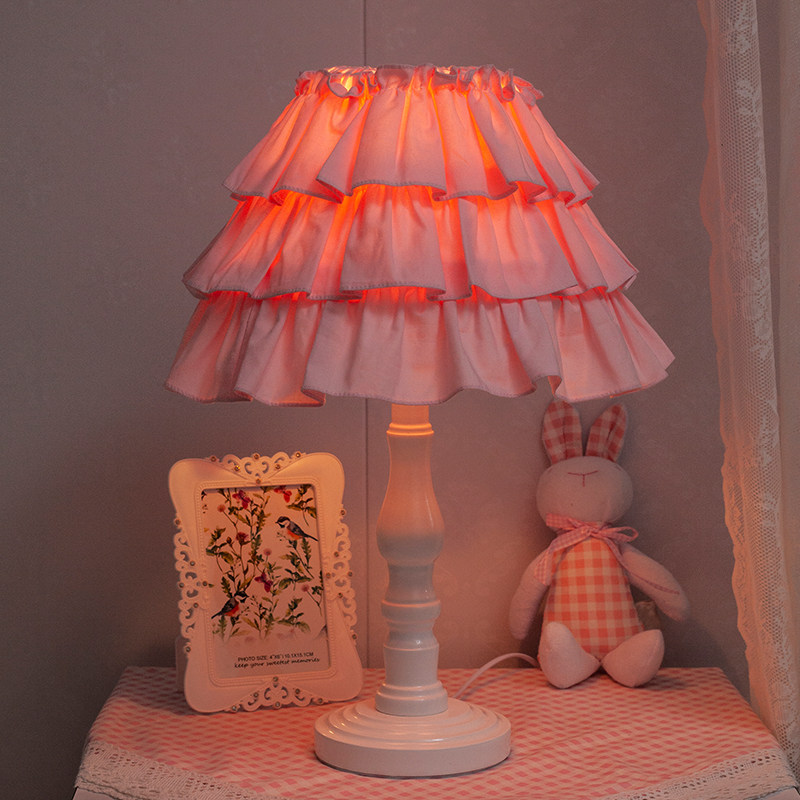 公主可爱少女蛋糕裙布艺台灯卧室床头儿童房装饰女孩欧式客厅卡通
