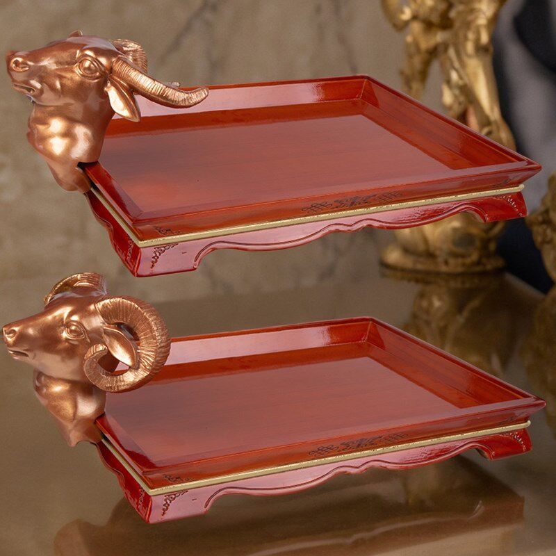 蒙古特色餐具烤全羊盘手把肉盘牛羊排羊腿托盘蒙古包餐厅实木肉盘