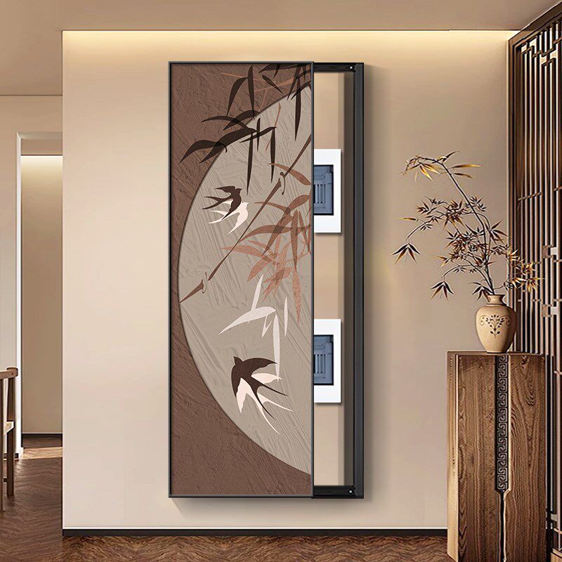 东方美学电表箱装饰画竖中古风复古大尺寸遮挡电箱电闸开关盒挂画