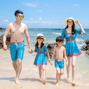 2023夏季新款亲子装泳装一家三口连体泳衣母女装温泉游泳衣儿童