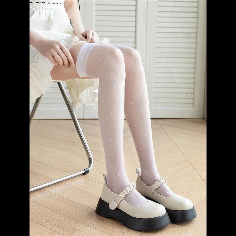 夏季超薄长筒过膝袜子女白色可爱丝袜半截大腿袜小圆点波点,女士内衣/男士内衣/家居服,连裤袜/打底袜,淘宝优惠券,粉丝福利购,淘宝优惠卷