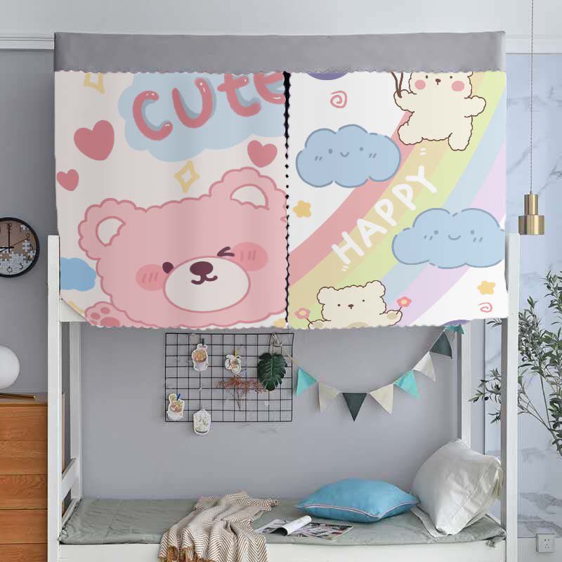 学生宿舍床帘物理遮光上铺女加厚打孔寝室蚊帐下铺男卡通遮光帘