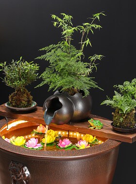 古法养鱼开缸套餐户外庭院鱼缸造景摆件全套过滤流水陶罐DIY配件