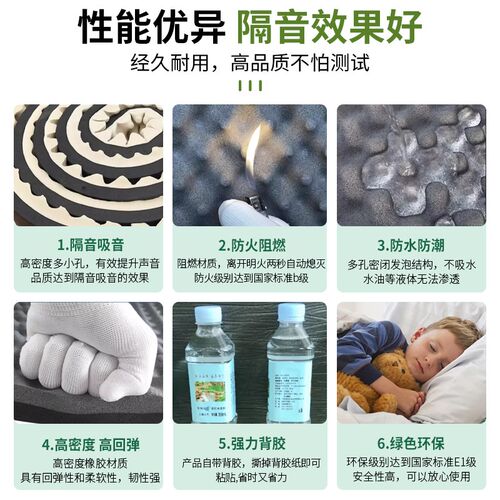 防火隔音棉墙体隔音棉吸音棉消音超强ktv家用自粘卧室墙贴隔音板