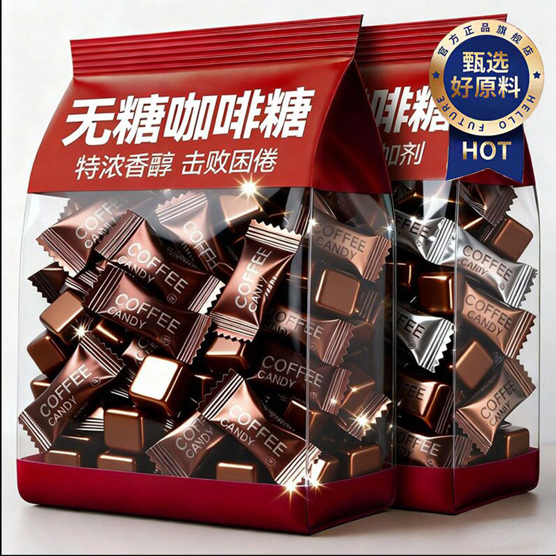 特浓咖啡糖咖啡豆小零食零脂醇香丝滑即食咀嚼解馋零食熬夜防困