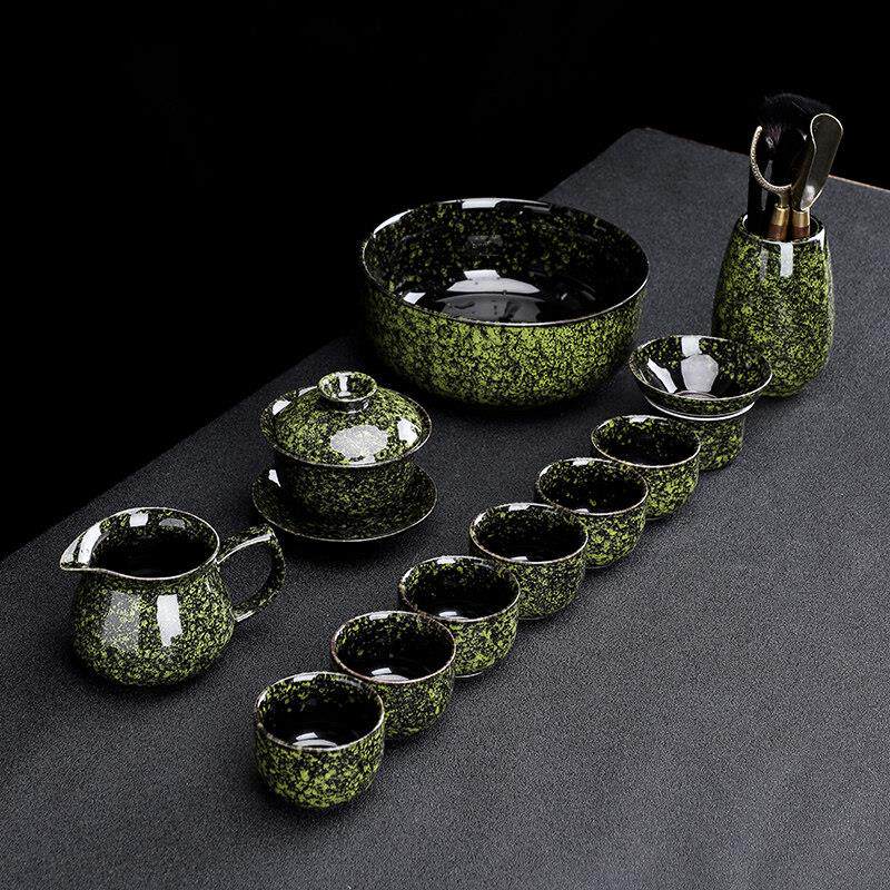 窑变三才盖碗德化陶瓷功夫茶具套组简约家用中式茶杯茶海整套泡茶