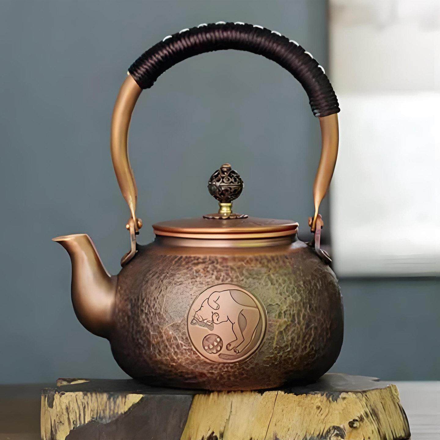 手工铜壶新款紫铜烧水壶围炉煮茶壶纯铜加厚手打锤纹家居复古茶具