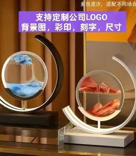 创意解压月亮款3D流沙画小夜灯摆件家居装饰品气氛灯工艺礼品摆饰