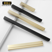 契亚山定制轻奢衣柜门拉手通顶整体加长长条黑色拉手金色76孔把手