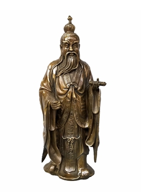 桌面铜孔子老子像庄子像墨子像孟子像儒家五圣铜像家用工艺品摆件