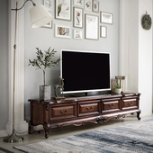 小户型复古别墅地柜 欧式 巴菲莉美式 电视柜实木客厅茶几组合套装