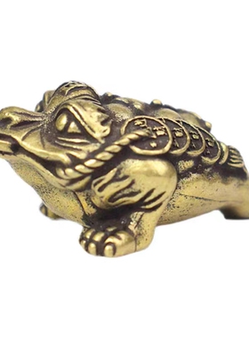 纯铜实心金蟾摆件财字三脚蟾黄铜蟾蜍钥匙挂饰家居店铺装饰工艺礼