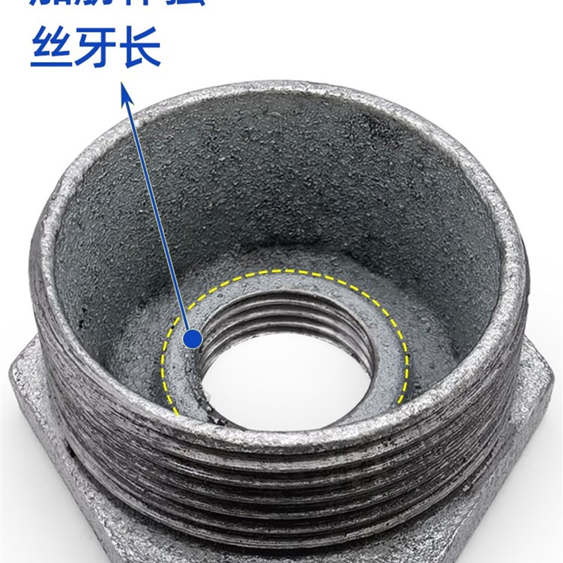镀锌铁补芯内外丝外丝变径直接32水管接头玛钢管件40转换20补心25