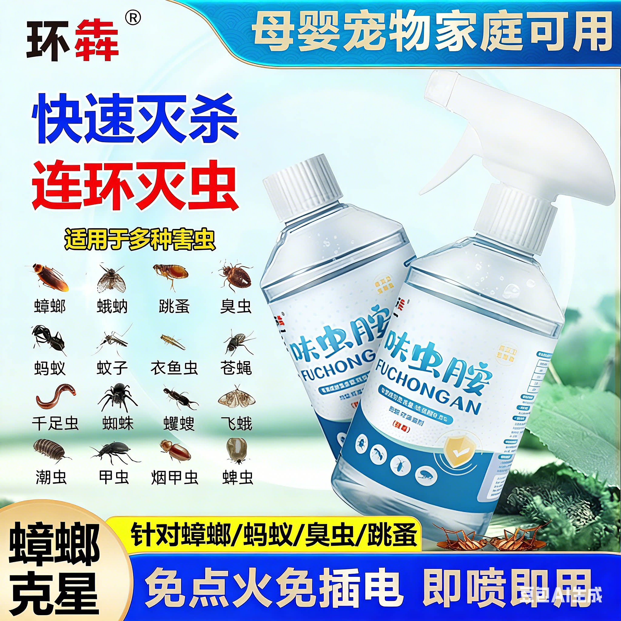 呋虫胺杀虫剂蟑螂药杀跳蚤苍蝇蚂蚁臭虫药家用厨房卧室卫生间除虫