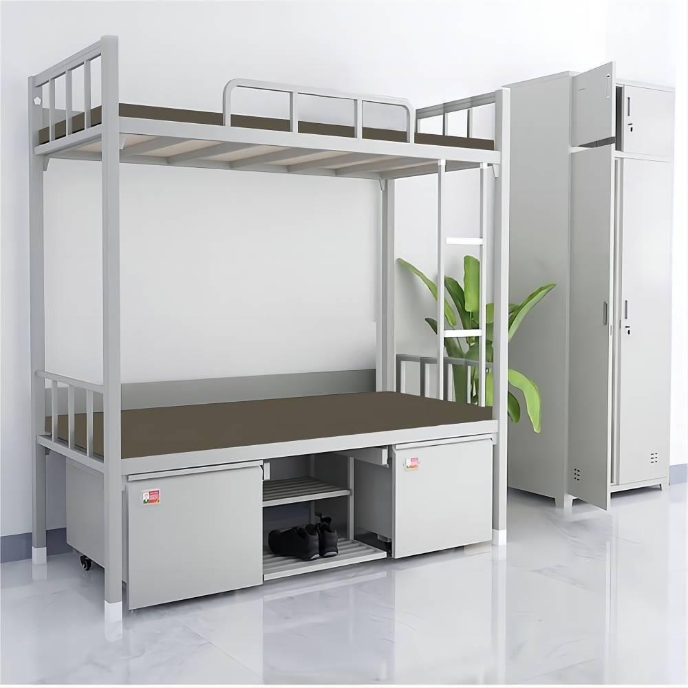 制式营具加厚双层床内务柜上下铺铁床带锁储物柜学习电脑桌椅组合