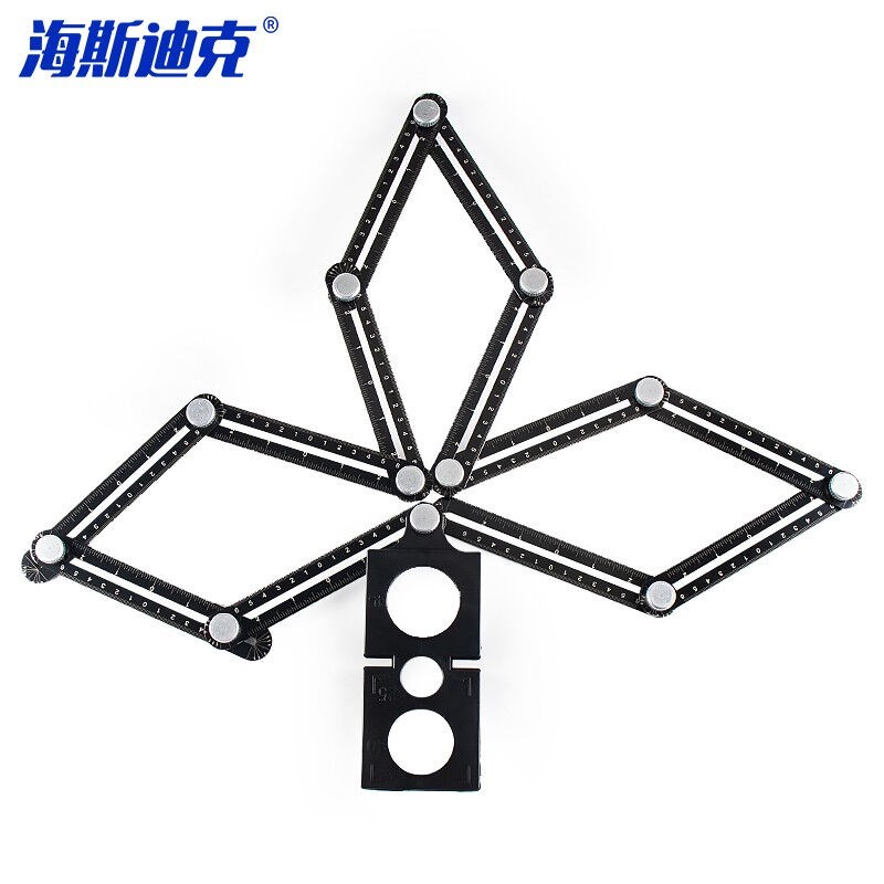 海斯迪克gnjz-3226铝合金折尺瓷砖开孔定位器多功能万能折叠尺万图片