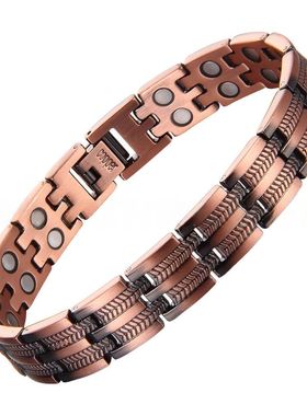 电镀面黑色复古红铜磁性手链