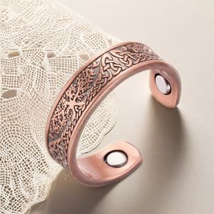 红铜戒指强磁石磁疗紫铜食指雏菊男女复古小众纪念礼物本命年情侣