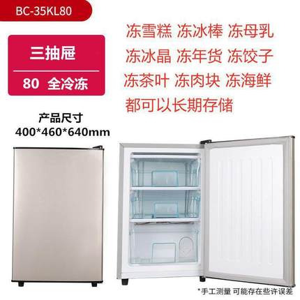 小型家用全冷冻小冰箱迷小冻母乳小冰柜冷柜抽屉式侧