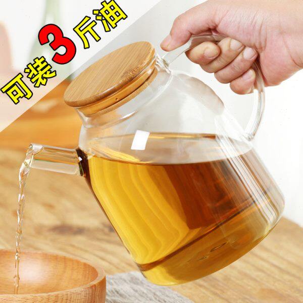 3斤半超大容量竹盖玻璃油壶 家用大号储油壶酒壶创意厨房日式油瓶