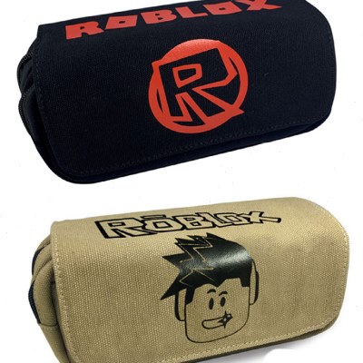 Roblox笔袋学生文具袋双层大容量翻盖帆布带拉链收纳袋铅笔盒