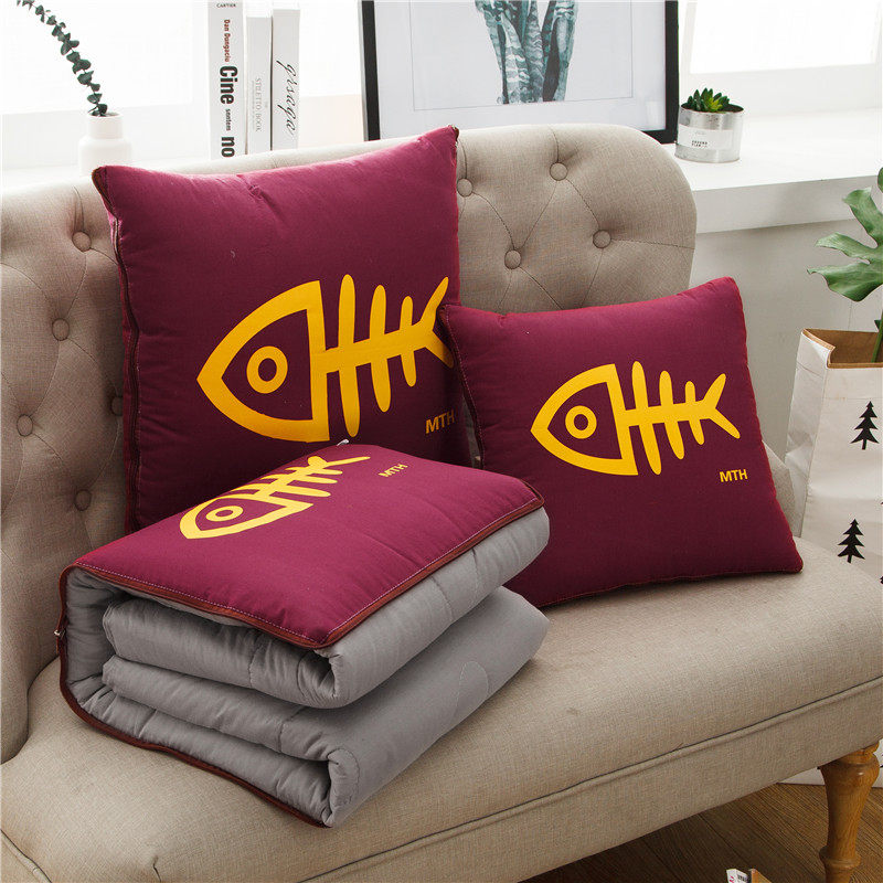 空调被抱枕被子两用大号纯棉多用折叠靠垫被汽车办公室午睡小靠枕