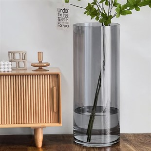 特大号落地花瓶玻璃透明大号超大超高高身高筒高款高大高405060cm