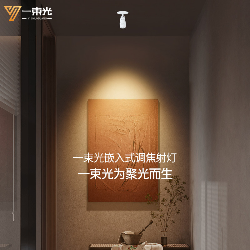 一束光射灯嵌入式客厅玄关茶室可调吸顶墙壁照画博物馆调焦聚光灯,家装灯饰光源,嵌入式射灯,淘宝优惠券,粉丝福利购,淘宝优惠卷