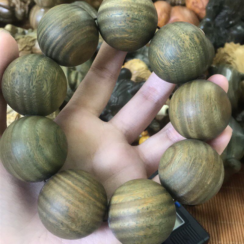 绿檀手串3.g0檀香木文玩手链男女款情侣饰品木质老料饰品