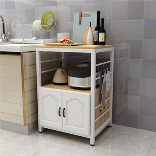 厨房置物架落地多层微波炉烤箱架子家用多功能白色三层收纳置物柜