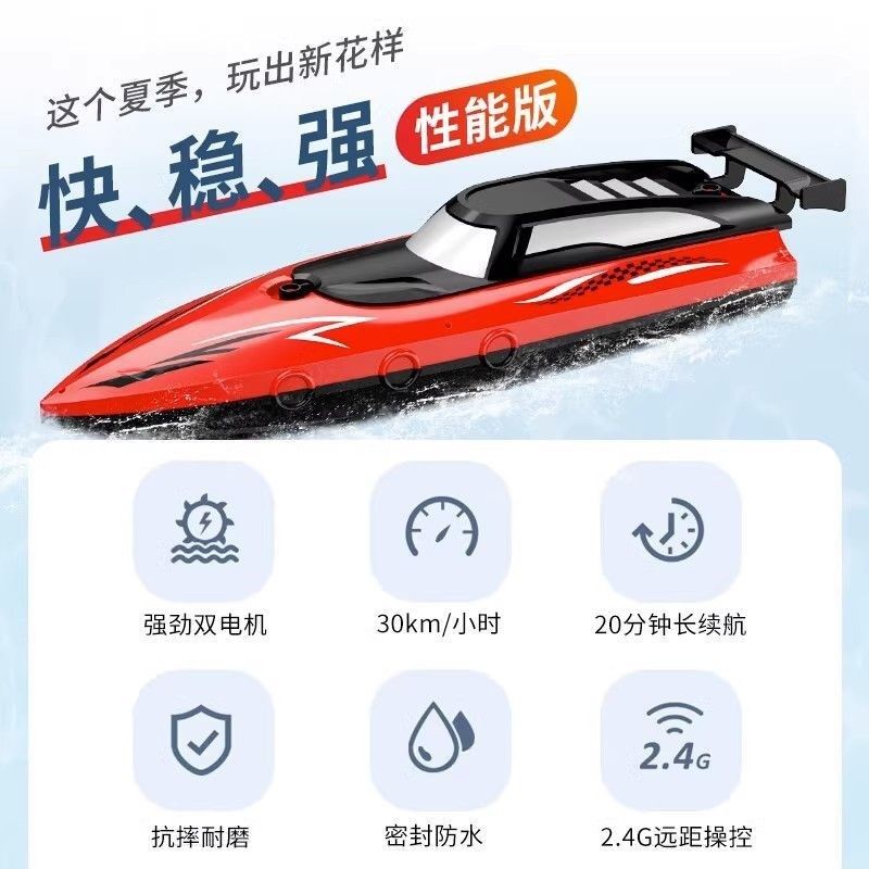 诺巴曼遥控船玩具遥控船高速快艇航海船模型电动轮船游艇男孩礼物