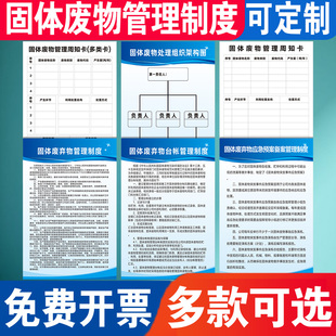 固体废弃物管理制度 一般固体废物管理制度周知卡 危废间制度牌固