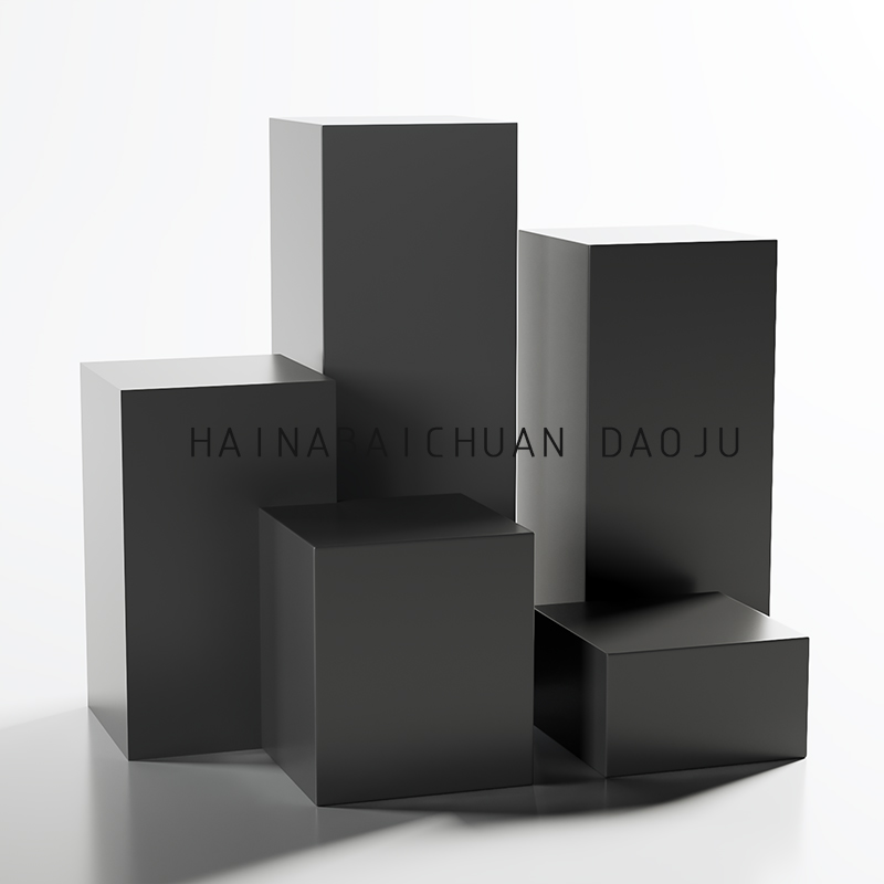 哑光黑底座增高展示台服装店模特地台流水台展示架方形几何体摄影