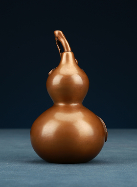 紫铜双钱葫芦摆件新中式家居客厅办公装饰品摆设开业乔迁礼品